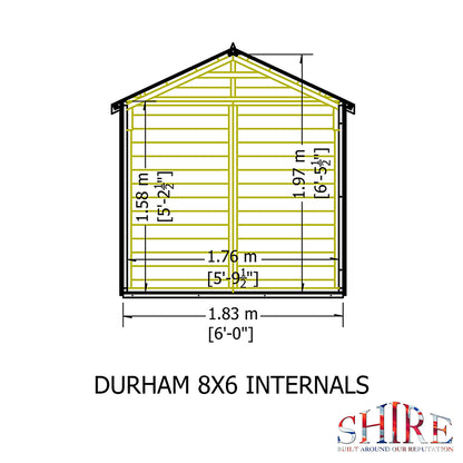 Shire Durham 8x6ft Single Door T&G Apex Wooden Shed