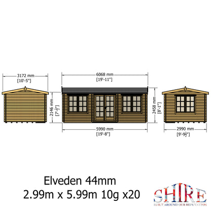 Shire Elveden Log Cabin With 44mm Log Thickness