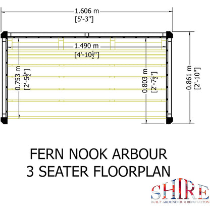 Shire Fern Nook 3 Seater Arbour Pressure Treated