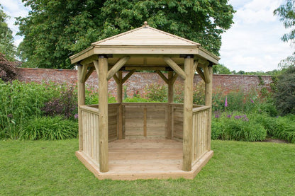 Forest 3m Hexagonal Wooden Garden Gazebo with Timber Roof