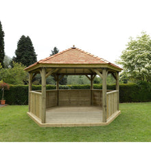 Forest 4.7m Hexagonal Wooden Garden Gazebo with Cedar Roof