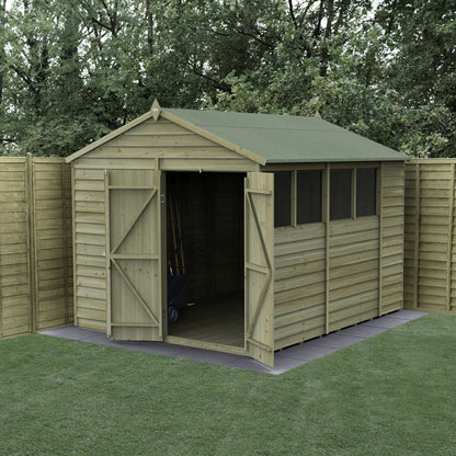 Forest 4LIFE Apex Shed 8x10 - Double Door - 4 Window