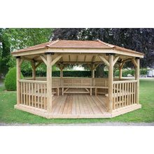Forest 5.1m Premium Oval Wooden Gazebo with Cedar Roof and Benches