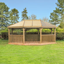 Forest 5.1m Premium Oval Wooden Gazebo with Timber Roof and Benches