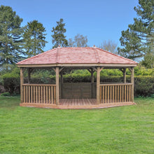 Forest 6m Premium Oval Wooden Gazebo with Cedar Roof and Benches