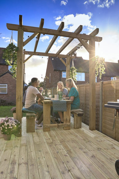 Forest Refectory Table and Sleeper Bench Set - 1.8m