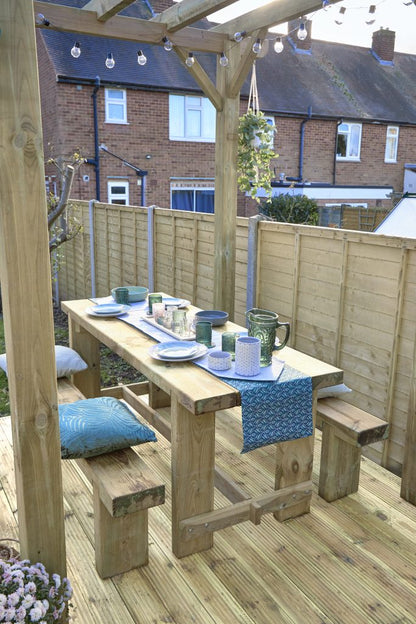 Forest Refectory Table and Sleeper Bench Set - 1.8m