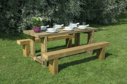 Forest Refectory Table and Sleeper Bench Set - 1.8m