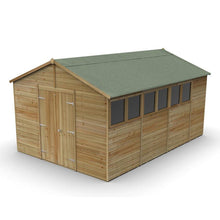Forest Timberdale 10x15 Apex Shed - Double Door - 6 Windows - 2 Opening