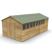 Forest Timberdale 10x20 Apex Shed - Double Door - 8 Windows - 1 Opening