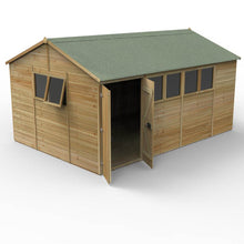 Forest Timberdale 15x10 Reverse Apex Shed - Double Door - 6 Window - 1 Opening