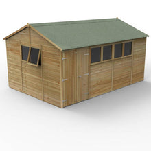 Forest Timberdale 15x10 Reverse Apex Shed - Double Door - 6 Window - 2 Opening