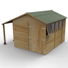 Forest Timberdale 8x10 Apex Shed - Double Door - 4 Windows - 1 Opening - With Lean-To