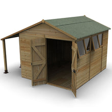 Forest Timberdale 8x10 Apex Shed - Double Door - 4 Windows - 2 Opening - With Lean-To