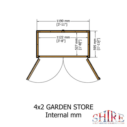 Shire 4 x 2ft Double Door Shiplap Tool Shed