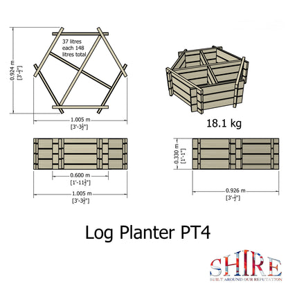 Shire  4 Segments Hexagonal Planter
