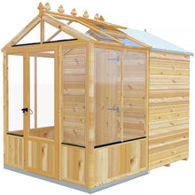 Shire Holkham Glazed Toughened Glass Greenhouse with Shed 6 x 8ft