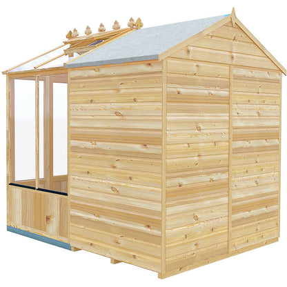 Shire Holkham Glazed Toughened Glass Greenhouse with Shed 6 x 8ft