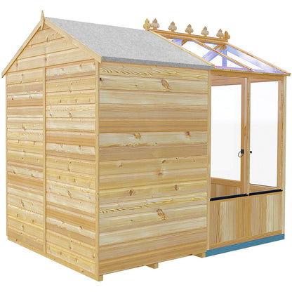 Shire Holkham Glazed Toughened Glass Greenhouse with Shed 6 x 8ft