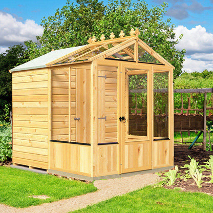 Shire Holkham Glazed Toughened Glass Greenhouse with Shed 6 x 8ft