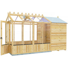 Shire Holkham Glazed Toughened Glass Greenhouse with Shed 6 x 12ft