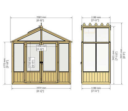 Shire Holkham Wooden Apex Greenhouse 8 x 4ft