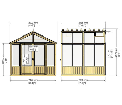 Shire Holkham Wooden Apex Greenhouse 8 x 8ft