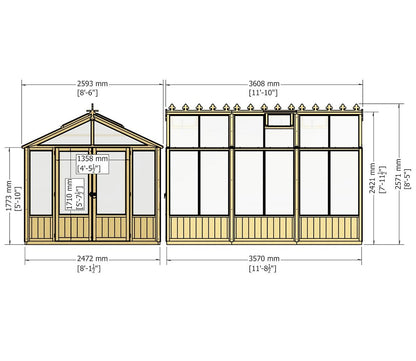 Shire Holkham Wooden Apex Greenhouse 8 x 12ft