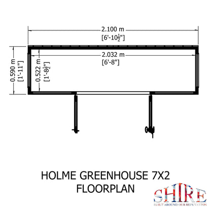 Shire Holme Wooden 7 x 3ft Greenhouse