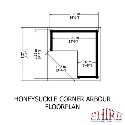 Shire 4x4ft Honeysuckle Corner Arbour