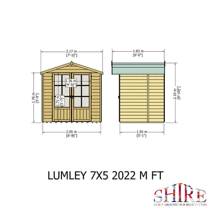 Shire Lumley 7x7ft Double Door  Wooden Summerhouse