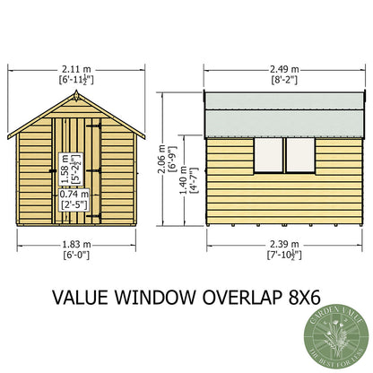 Shire Overlap 8x6ft Single Door Value Wooden Shed