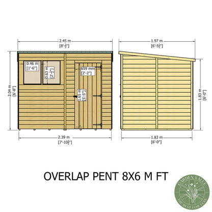 Shire Overlap Pent Single Door Value Pent Wooden Shed