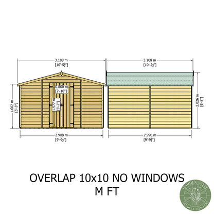 Shire Overlap 10x10ft Value Double Door Wooden Shed