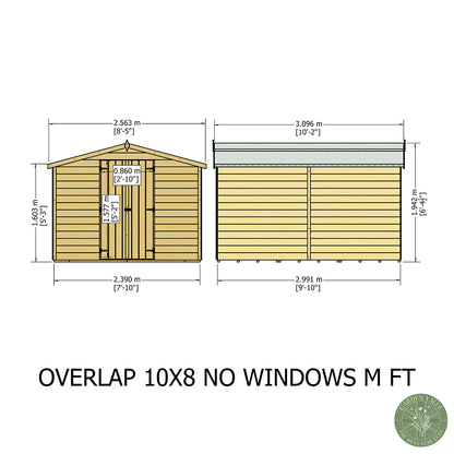Shire Overlap 10x8ft Value Double Door Wooden Shed
