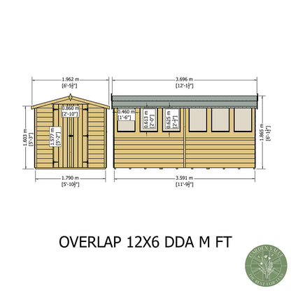 Shire Overlap 12x6ft Value Double Door Wooden Shed
