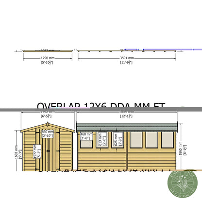Shire Overlap 12x6ft Value Double Door Wooden Shed