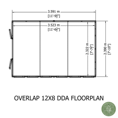 Shire Overlap 12x8ft Value Double Door Wooden Shed