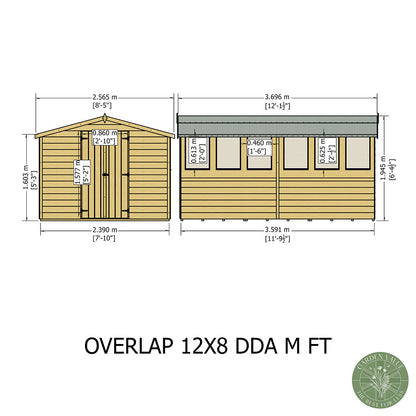 Shire Overlap 12x8ft Value Double Door Wooden Shed