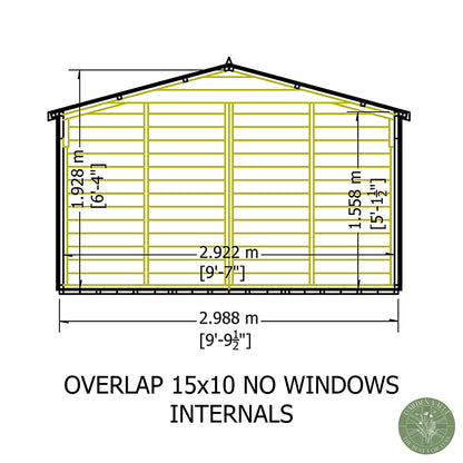 Shire Overlap 10x15ft Value Double Door Wooden Shed