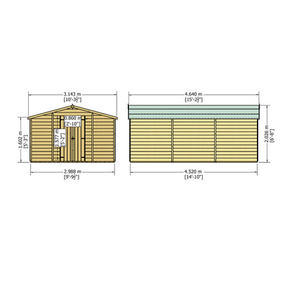 Shire Overlap 10x15ft Value Double Door Wooden Shed