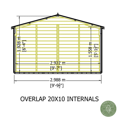 Shire Overlap 10x20ft Value Double Door Wooden Shed