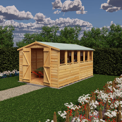 Shire Overlap 12x8ft Value Double Door Wooden Shed