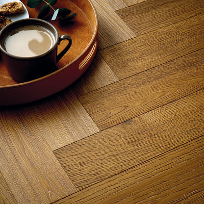 Atkinson & Kirby Verdant Smoked Oak Block Brushed UV Oil Engineered Wood Flooring - 0.648m2 Pack Size | Parquet Range
