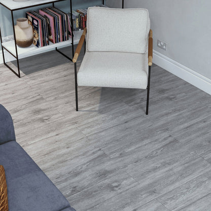 SPC Click Flooring Frosted Grey 1220mm x 180mm with Built-in Underlay - Pack of 10