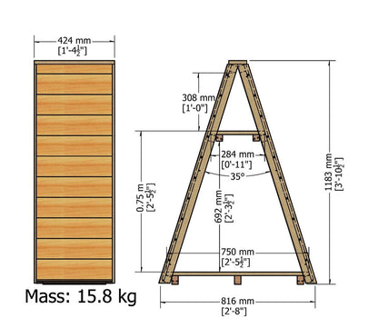Shire 2.6 x 1.6ft Small Triangular Log Store