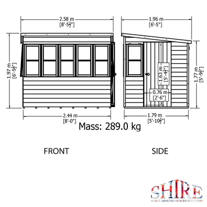 Shire Sun 8 x 6ft Pent Potting Shed