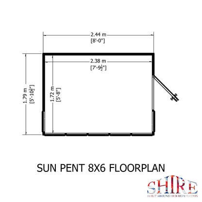 Shire Sun 8 x 6ft Pent Potting Shed
