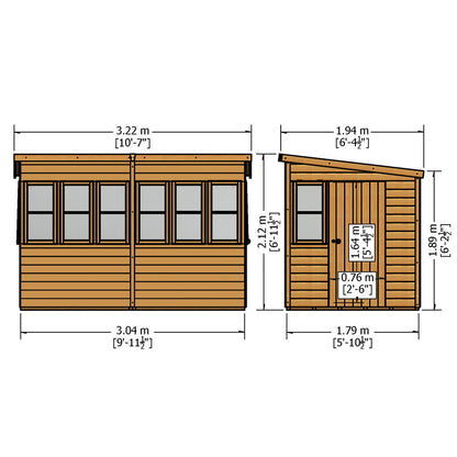 Shire Sun 10 x 6ft Pent Potting Shed