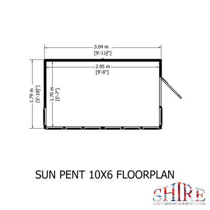 Shire Sun 10 x 6ft Pent Potting Shed